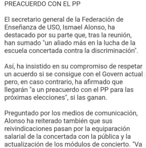 USO i la resta dels sindicats arriben a un preacord amb el PP